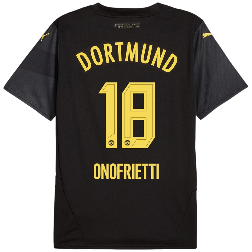 Børn Vincenzo Onofrietti #18 Sort Gul Udebane Spillertrøjer 2024/25 Trøje T-Shirt