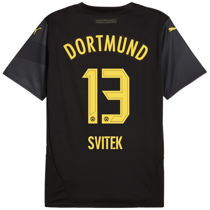 Børn Leon Svitek #13 Sort Gul Udebane Spillertrøjer 2024/25 Trøje T-Shirt