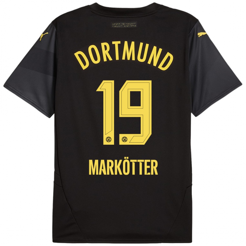 Børn Jonah Markötter #19 Sort Gul Udebane Spillertrøjer 2024/25 Trøje T-Shirt