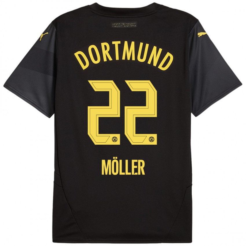 Børn Paul Möller #22 Sort Gul Udebane Spillertrøjer 2024/25 Trøje T-Shirt