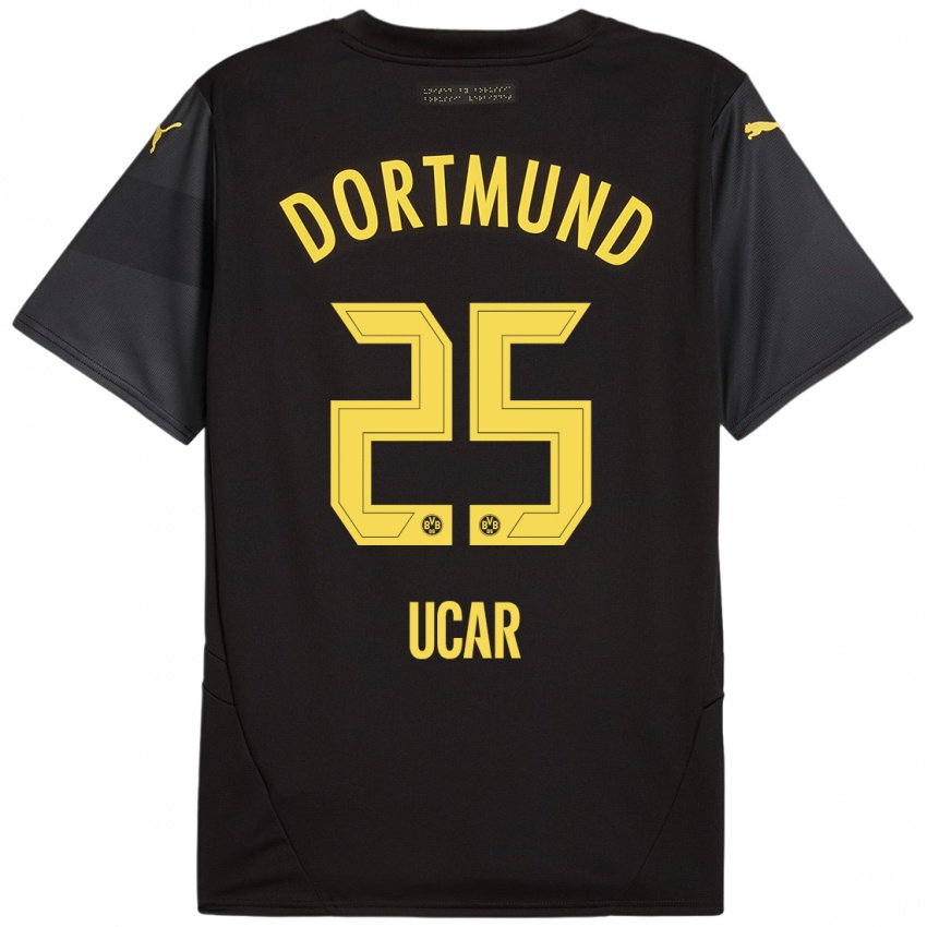 Børn Leys Ucar #25 Sort Gul Udebane Spillertrøjer 2024/25 Trøje T-Shirt