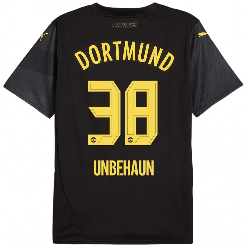 Børn Luca Unbehaun #38 Sort Gul Udebane Spillertrøjer 2024/25 Trøje T-Shirt