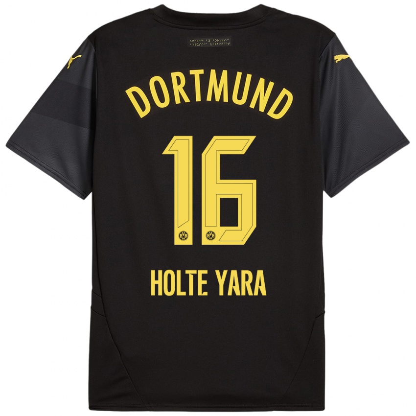 Børn Ten Holte Yara #16 Sort Gul Udebane Spillertrøjer 2024/25 Trøje T-Shirt