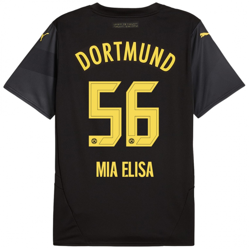 Børn Bomnuter Mia Elisa #56 Sort Gul Udebane Spillertrøjer 2024/25 Trøje T-Shirt