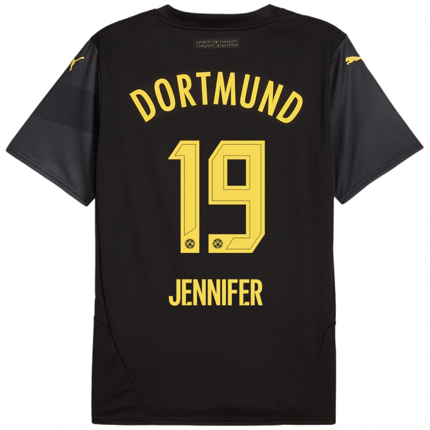 Børn Gutierrez Bermejo Jennifer #19 Sort Gul Udebane Spillertrøjer 2024/25 Trøje T-Shirt