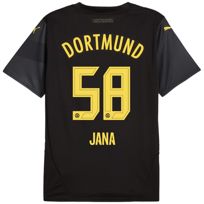 Børn Nordberg Jana #58 Sort Gul Udebane Spillertrøjer 2024/25 Trøje T-Shirt