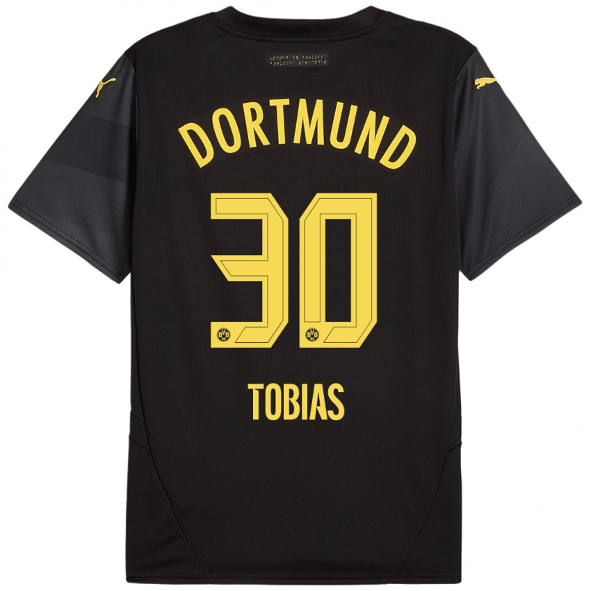 Børn Vogt Tobias #30 Sort Gul Udebane Spillertrøjer 2024/25 Trøje T-Shirt