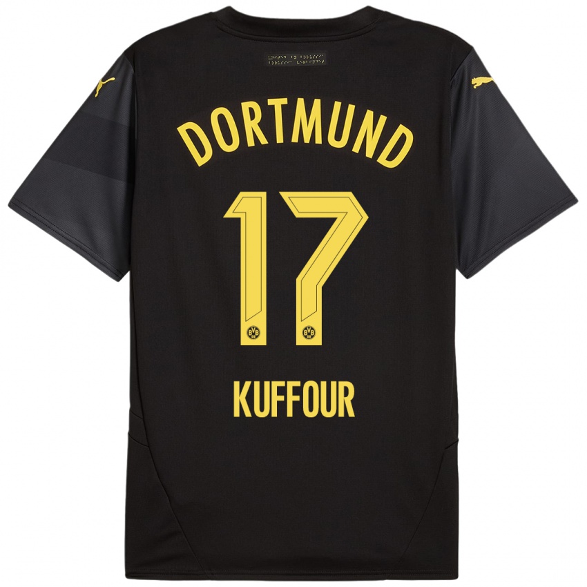 Børn Lloyd-Addo Kuffour #17 Sort Gul Udebane Spillertrøjer 2024/25 Trøje T-Shirt