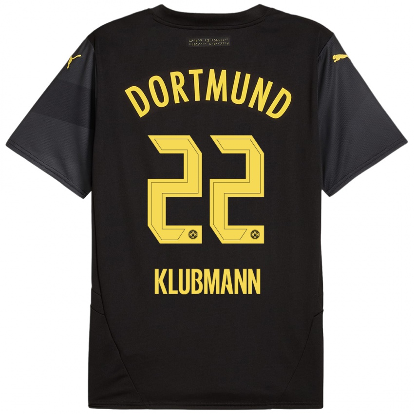 Børn Leon Klubmann #22 Sort Gul Udebane Spillertrøjer 2024/25 Trøje T-Shirt