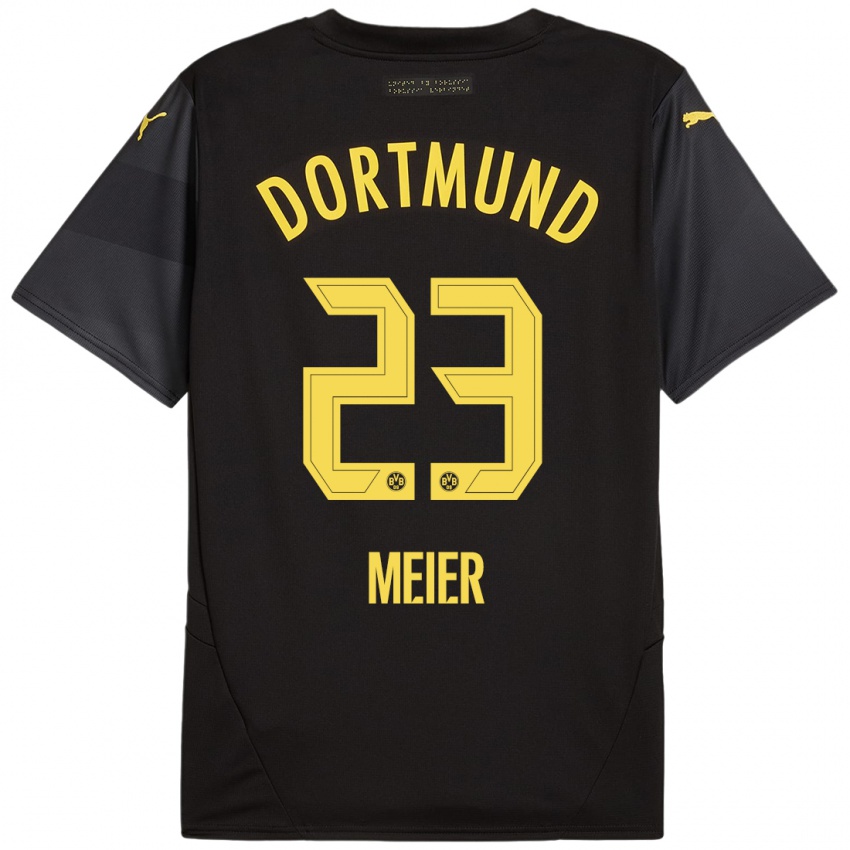 Børn Maximilian Meier #23 Sort Gul Udebane Spillertrøjer 2024/25 Trøje T-Shirt