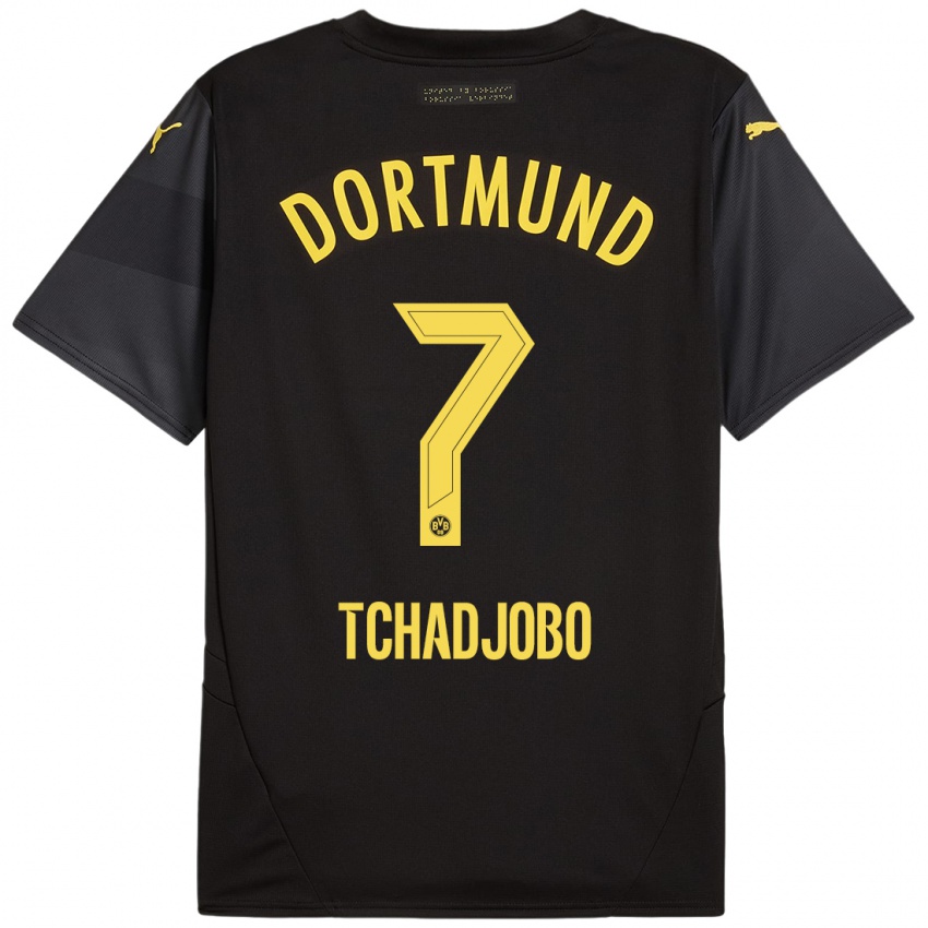 Børn Dia Tchadjobo #7 Sort Gul Udebane Spillertrøjer 2024/25 Trøje T-Shirt