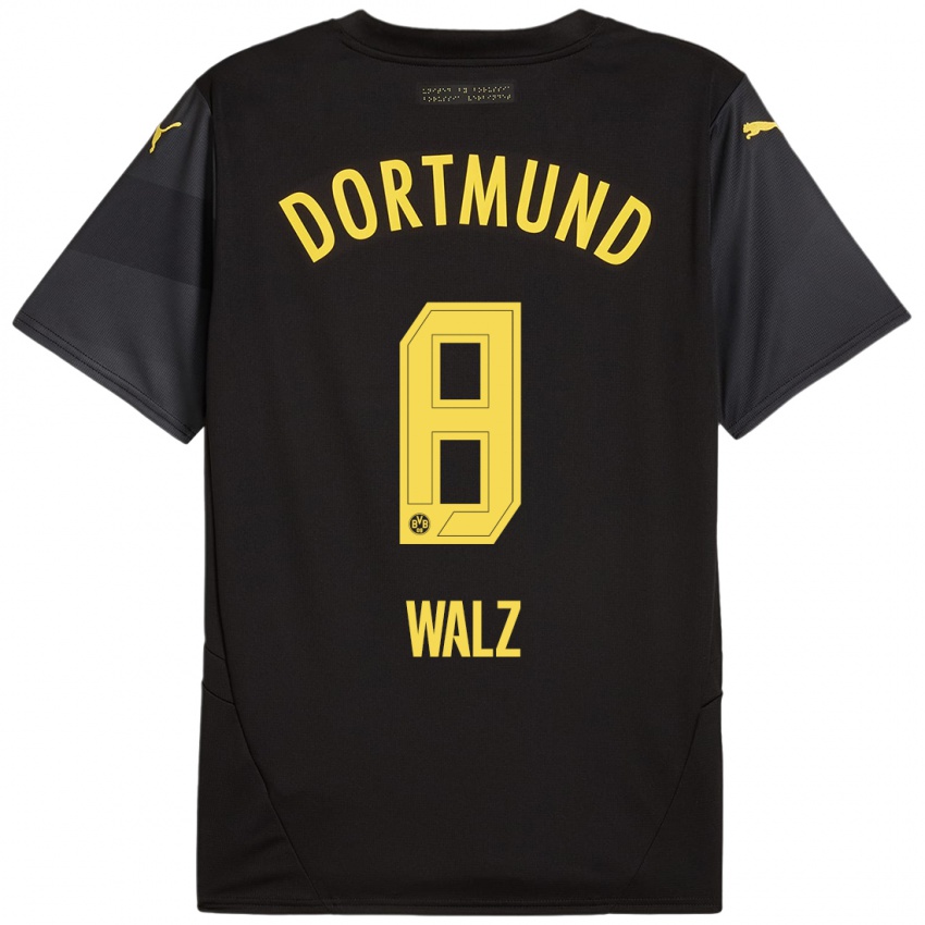 Børn Vasco Walz #8 Sort Gul Udebane Spillertrøjer 2024/25 Trøje T-Shirt