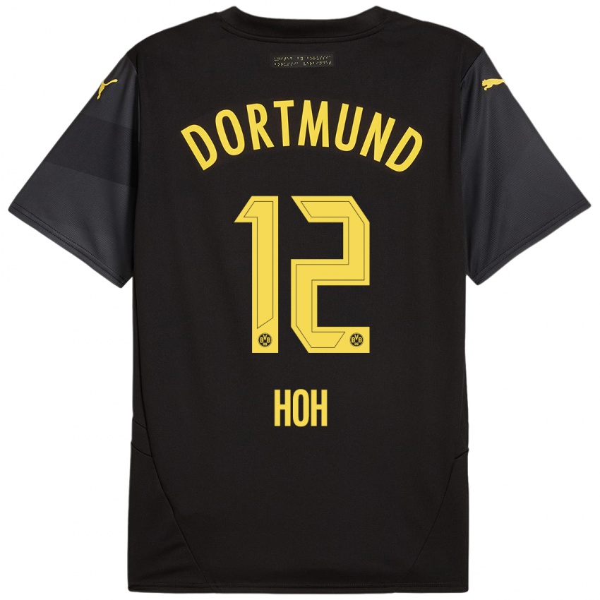 Børn Hendrik Hoh #12 Sort Gul Udebane Spillertrøjer 2024/25 Trøje T-Shirt