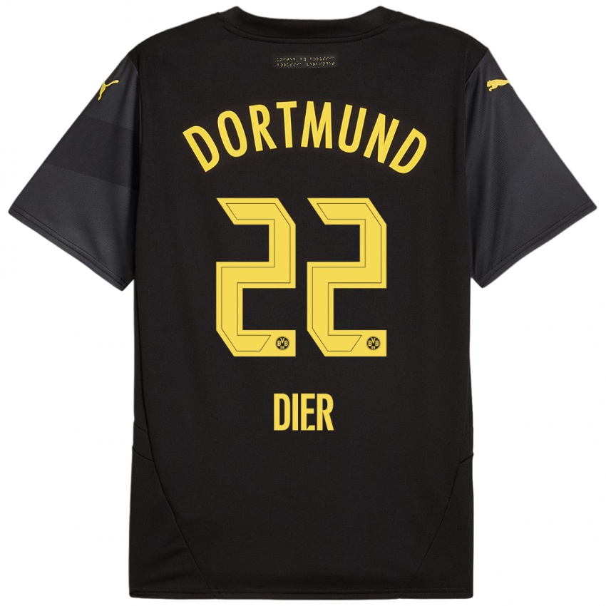 Børn Henrik Dier #22 Sort Gul Udebane Spillertrøjer 2024/25 Trøje T-Shirt