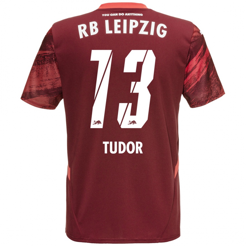 Børn Aaron Tudor #13 Bourgogne Udebane Spillertrøjer 2024/25 Trøje T-Shirt