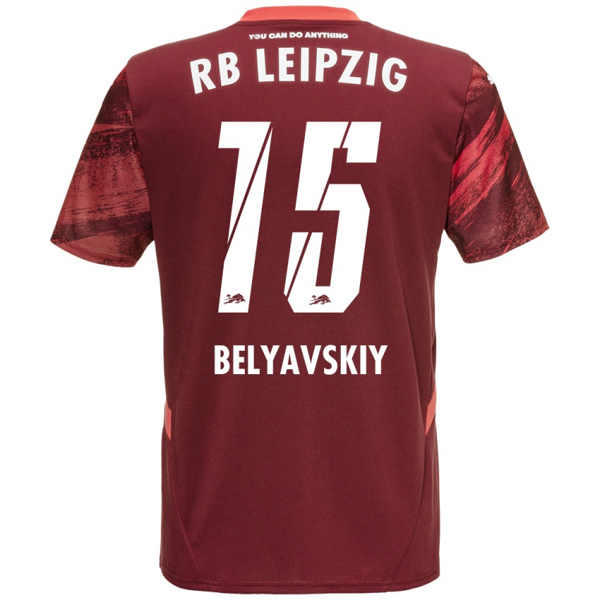 Børn David Belyavskiy #15 Bourgogne Udebane Spillertrøjer 2024/25 Trøje T-Shirt