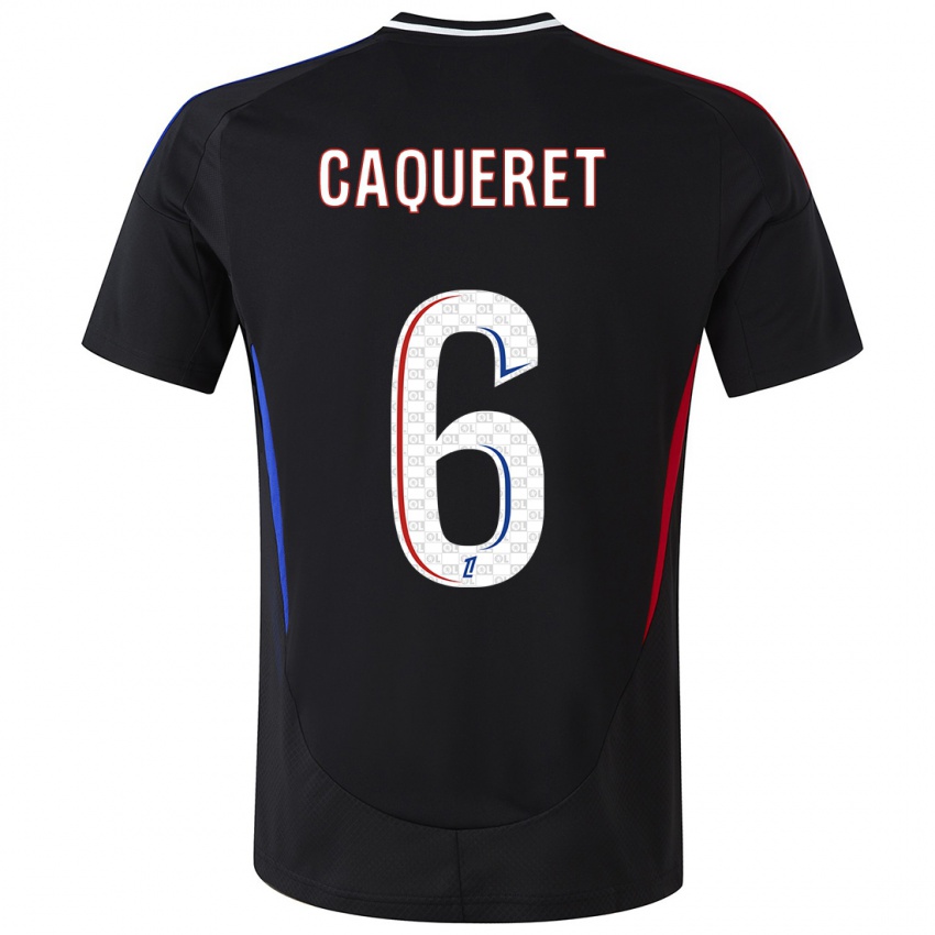 Børn Maxence Caqueret #6 Sort Udebane Spillertrøjer 2024/25 Trøje T-Shirt