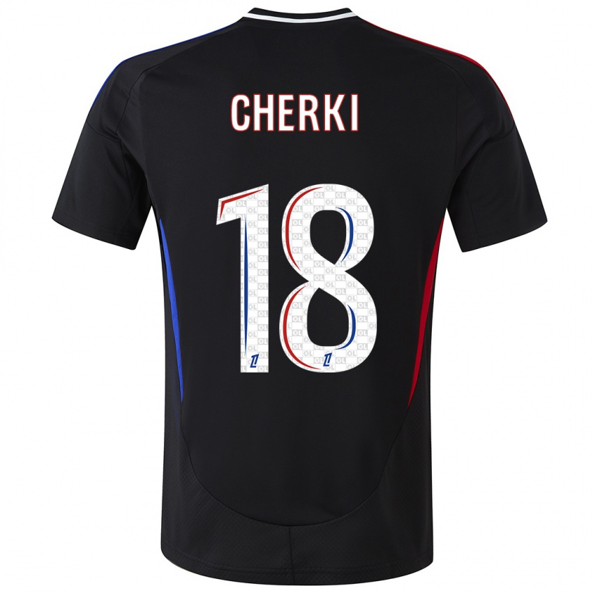 Børn Rayan Cherki #18 Sort Udebane Spillertrøjer 2024/25 Trøje T-Shirt