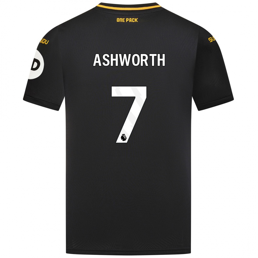 Børn Fin Ashworth #7 Sort Udebane Spillertrøjer 2024/25 Trøje T-Shirt