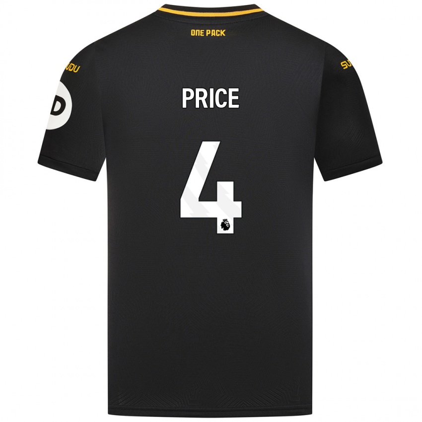 Børn Anna Price #4 Sort Udebane Spillertrøjer 2024/25 Trøje T-Shirt