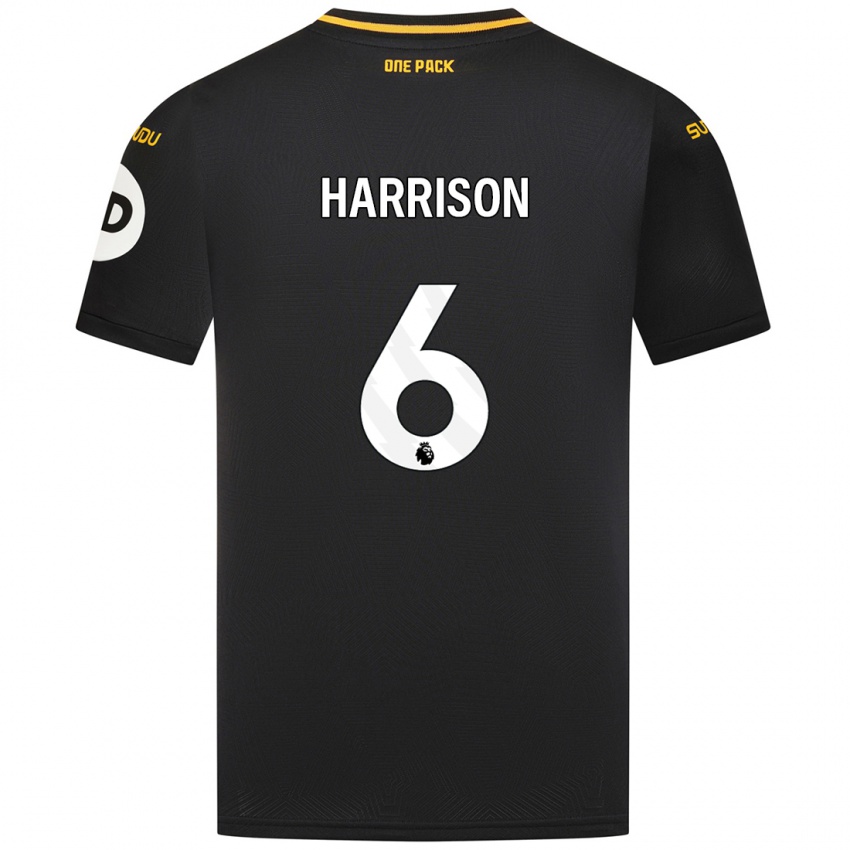 Børn Lexie Harrison #6 Sort Udebane Spillertrøjer 2024/25 Trøje T-Shirt