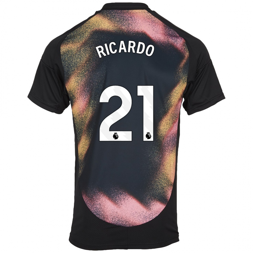 Børn Ricardo Pereira #21 Sort Hvid Udebane Spillertrøjer 2024/25 Trøje T-Shirt