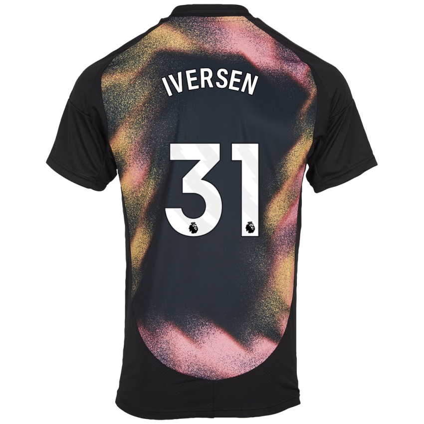 Børn Daniel Iversen #31 Sort Hvid Udebane Spillertrøjer 2024/25 Trøje T-Shirt