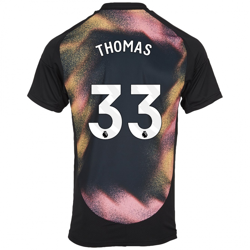 Børn Luke Thomas #33 Sort Hvid Udebane Spillertrøjer 2024/25 Trøje T-Shirt