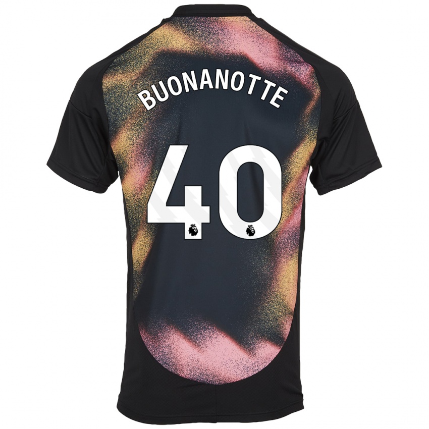 Børn Facundo Buonanotte #40 Sort Hvid Udebane Spillertrøjer 2024/25 Trøje T-Shirt