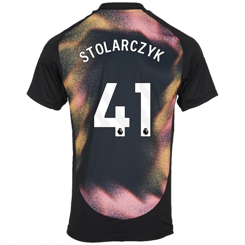 Børn Jakub Stolarczyk #41 Sort Hvid Udebane Spillertrøjer 2024/25 Trøje T-Shirt