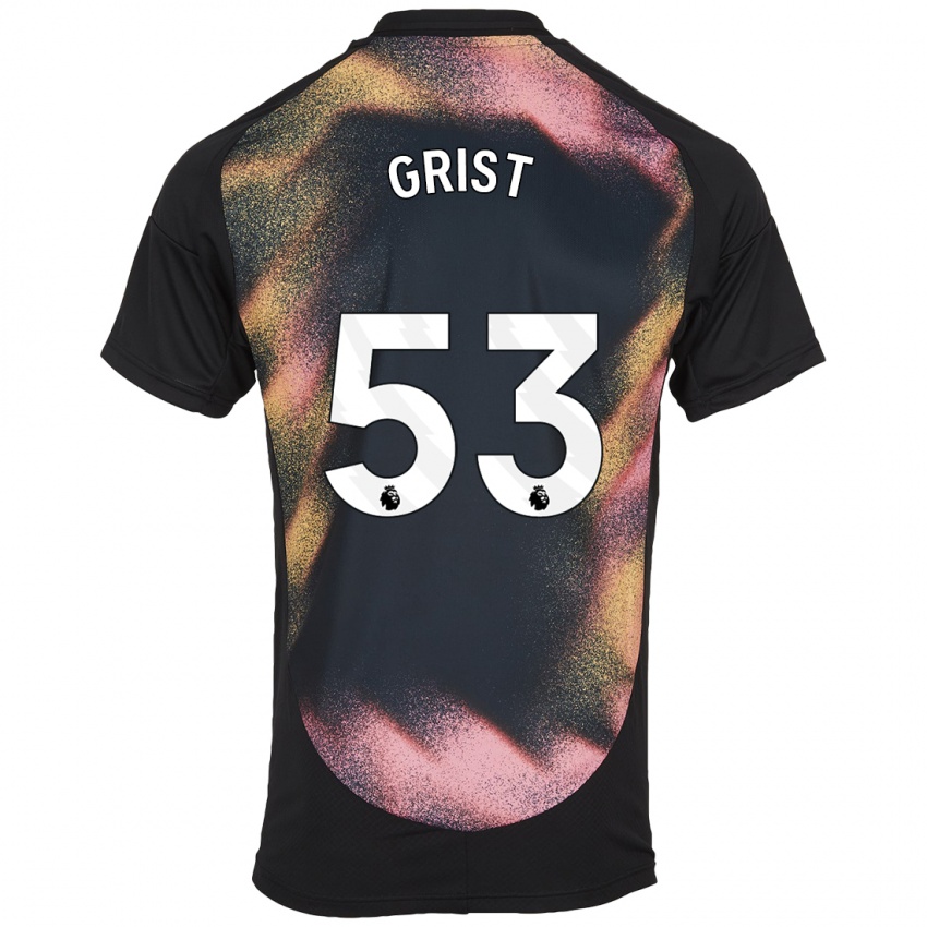 Børn Ben Grist #53 Sort Hvid Udebane Spillertrøjer 2024/25 Trøje T-Shirt