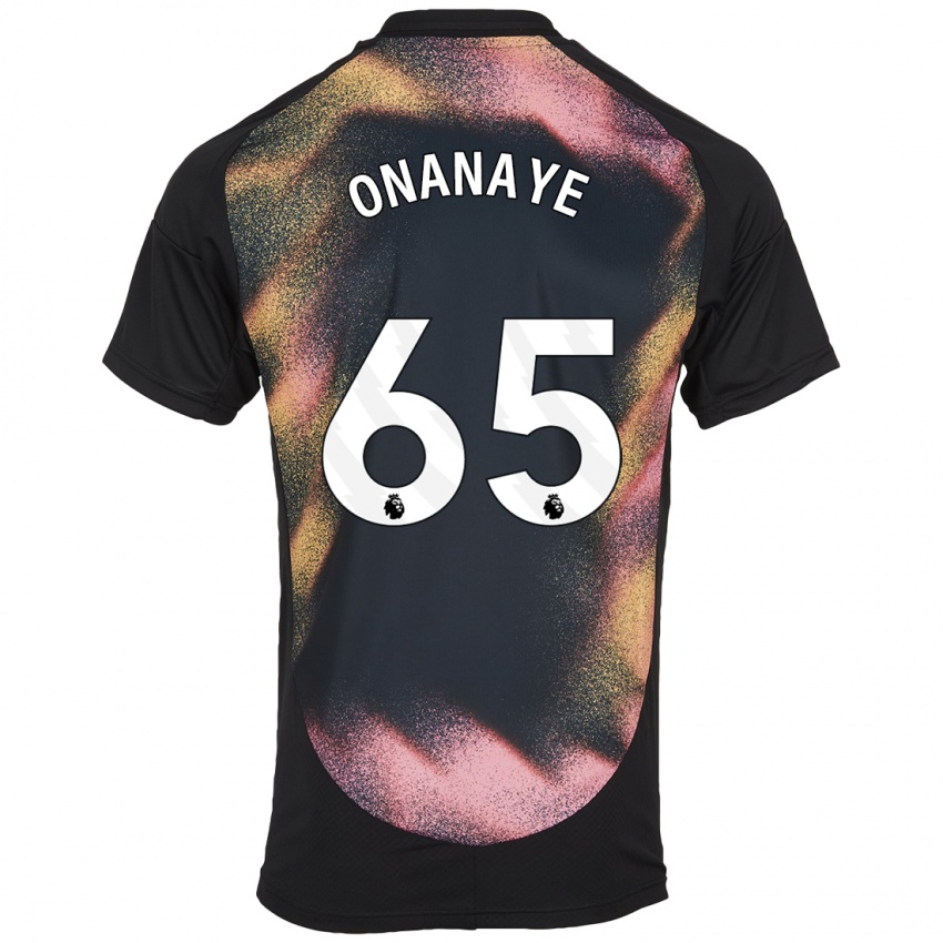 Børn Toby Onanaye #65 Sort Hvid Udebane Spillertrøjer 2024/25 Trøje T-Shirt