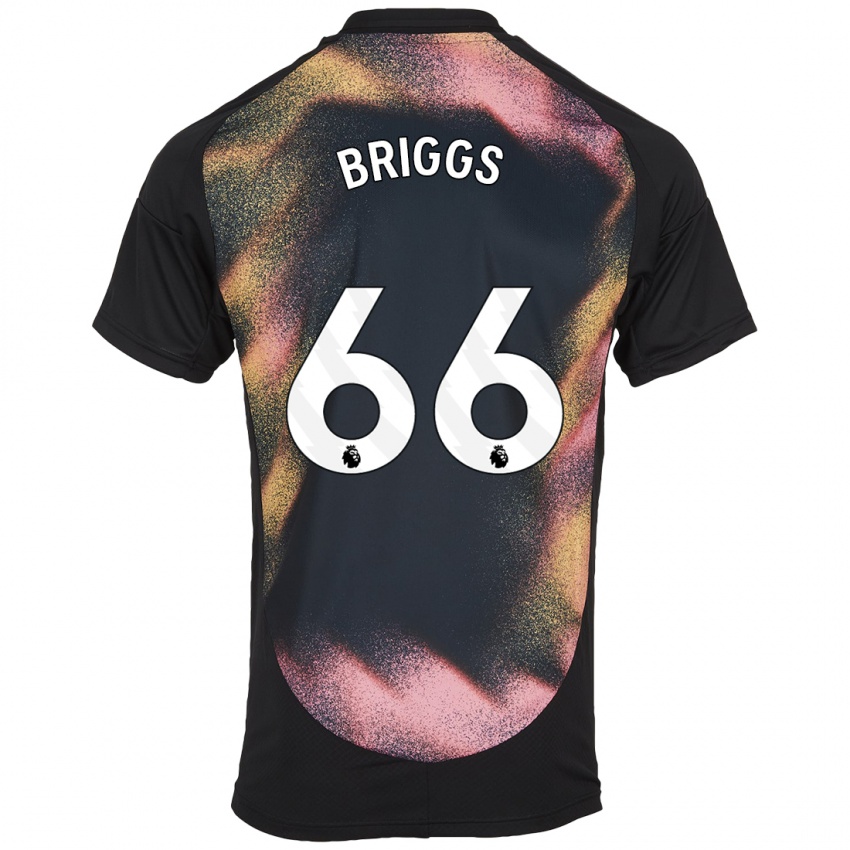 Børn Logan Briggs #66 Sort Hvid Udebane Spillertrøjer 2024/25 Trøje T-Shirt