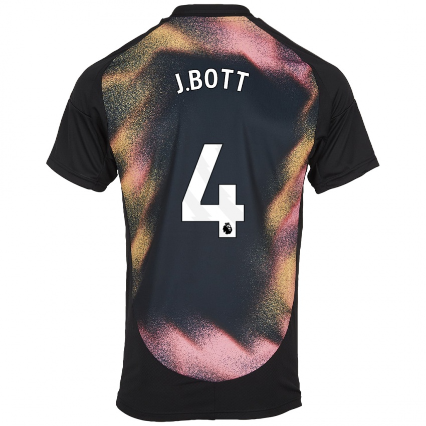 Børn C. J. Bott #4 Sort Hvid Udebane Spillertrøjer 2024/25 Trøje T-Shirt