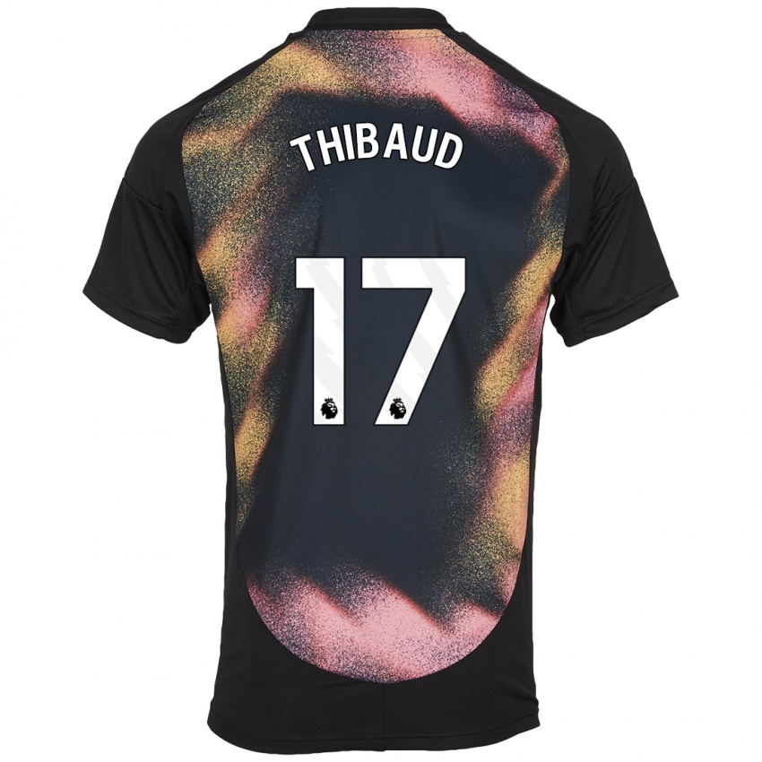 Børn Julie Thibaud #17 Sort Hvid Udebane Spillertrøjer 2024/25 Trøje T-Shirt