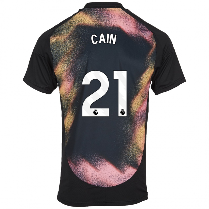 Børn Hannah Cain #21 Sort Hvid Udebane Spillertrøjer 2024/25 Trøje T-Shirt