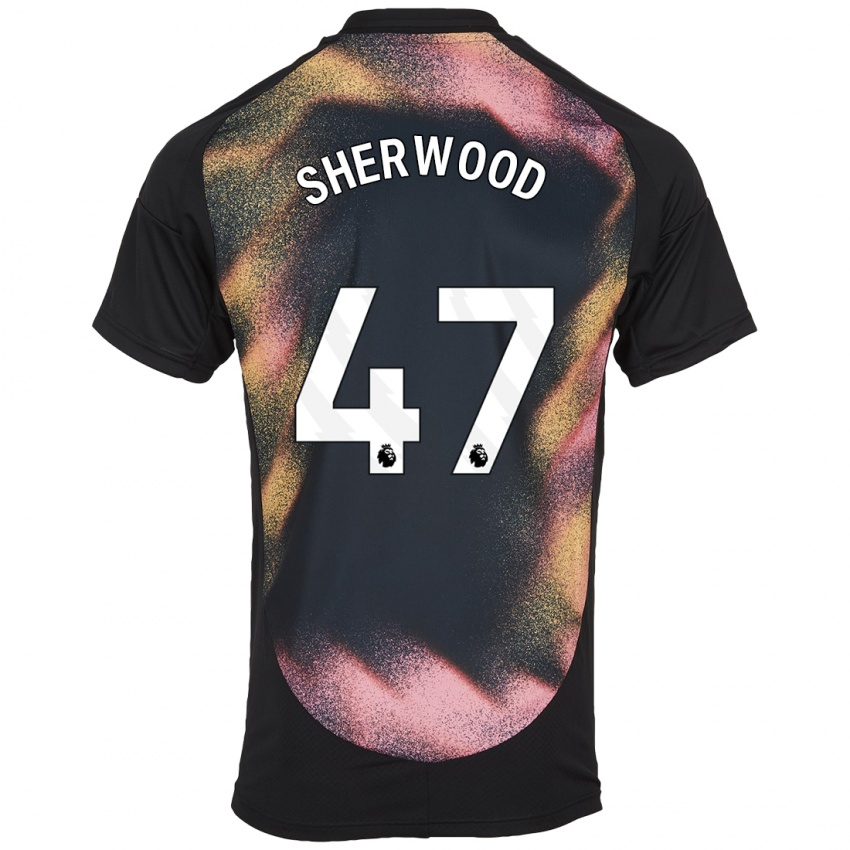 Børn Simone Sherwood #47 Sort Hvid Udebane Spillertrøjer 2024/25 Trøje T-Shirt