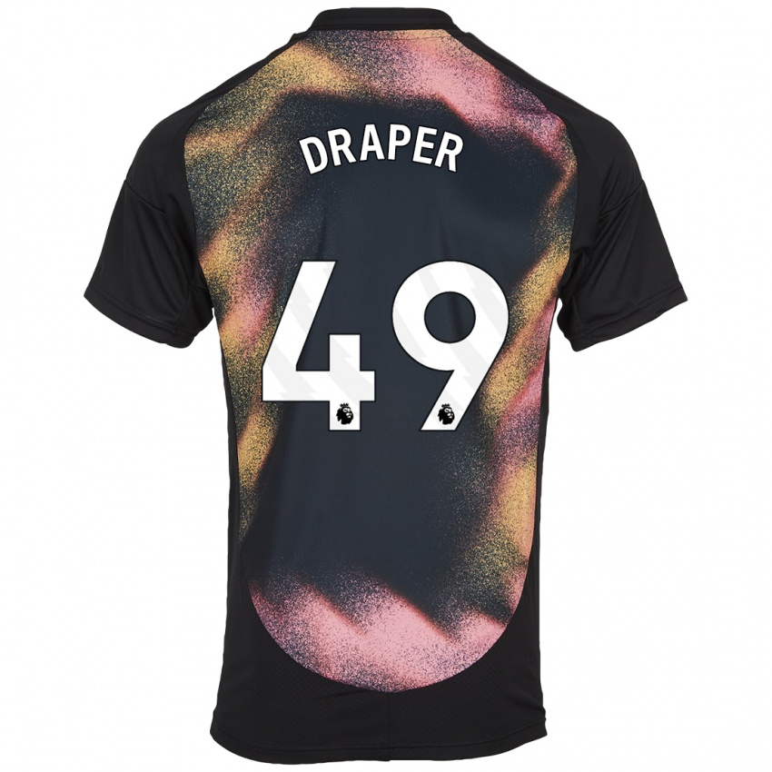 Børn Denny Draper #49 Sort Hvid Udebane Spillertrøjer 2024/25 Trøje T-Shirt