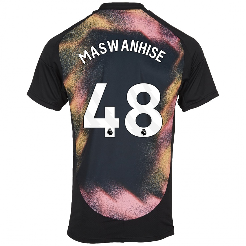 Børn Tawanda Maswanhise #48 Sort Hvid Udebane Spillertrøjer 2024/25 Trøje T-Shirt