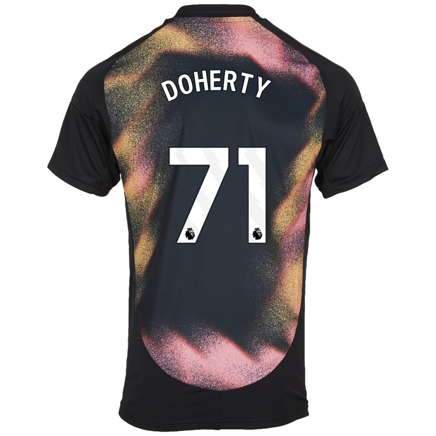 Børn Arlo Doherty #71 Sort Hvid Udebane Spillertrøjer 2024/25 Trøje T-Shirt