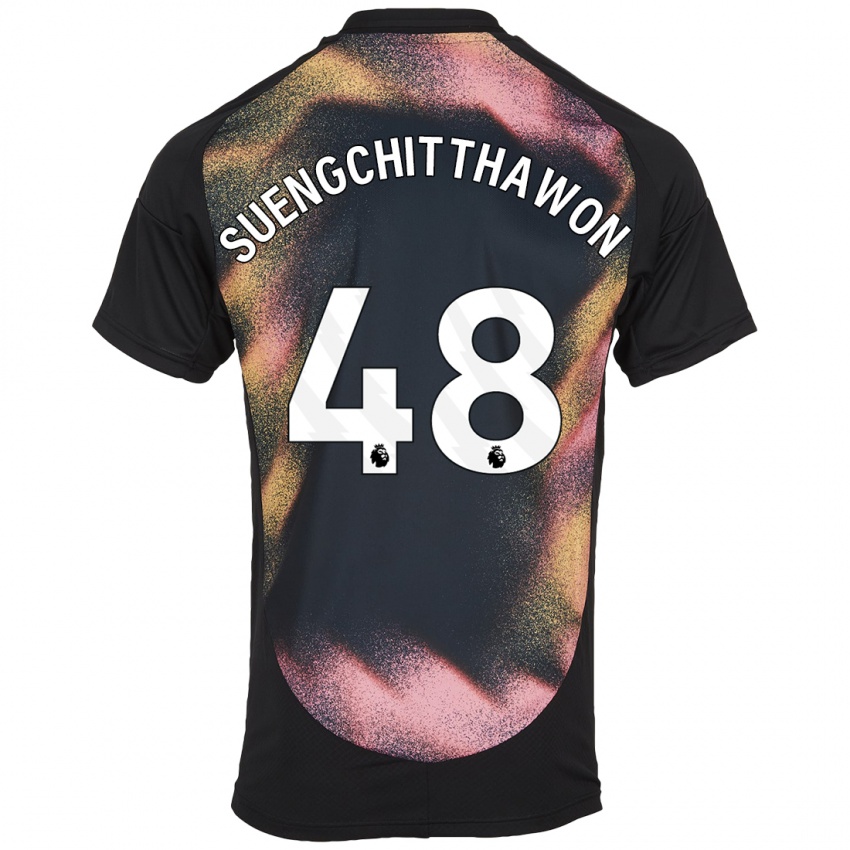 Børn Thanawat Suengchitthawon #48 Sort Hvid Udebane Spillertrøjer 2024/25 Trøje T-Shirt