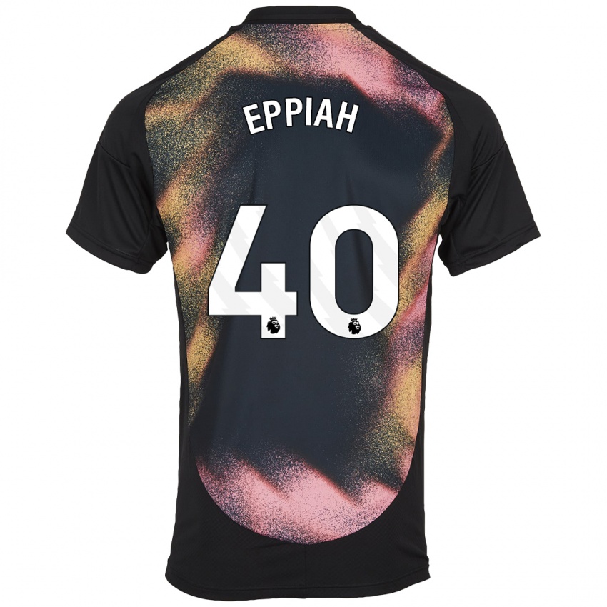 Børn Josh Eppiah #40 Sort Hvid Udebane Spillertrøjer 2024/25 Trøje T-Shirt