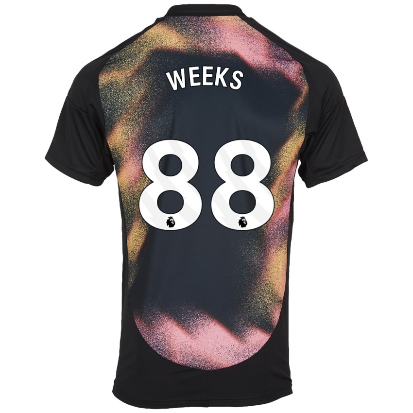 Børn Tyler Weeks #88 Sort Hvid Udebane Spillertrøjer 2024/25 Trøje T-Shirt