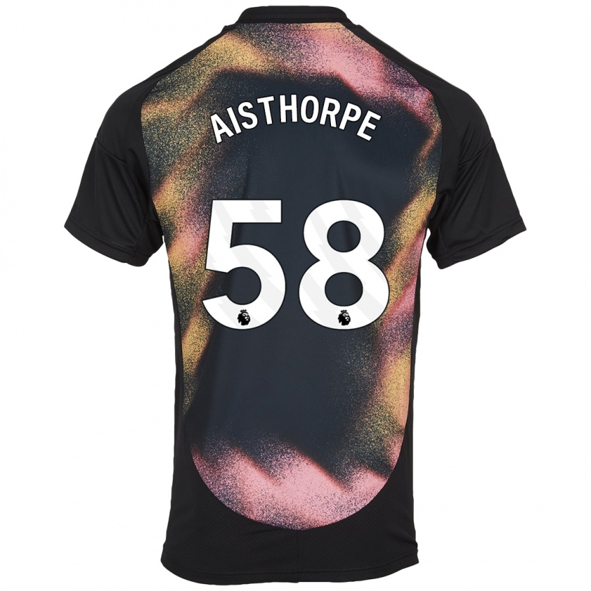 Børn Bailey Aisthorpe #58 Sort Hvid Udebane Spillertrøjer 2024/25 Trøje T-Shirt