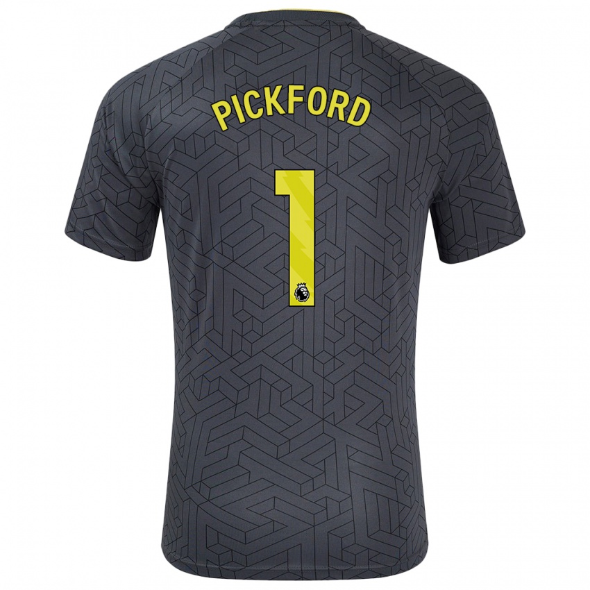 Børn Pickford #1 Sort Gul Udebane Spillertrøjer 2024/25 Trøje T-Shirt