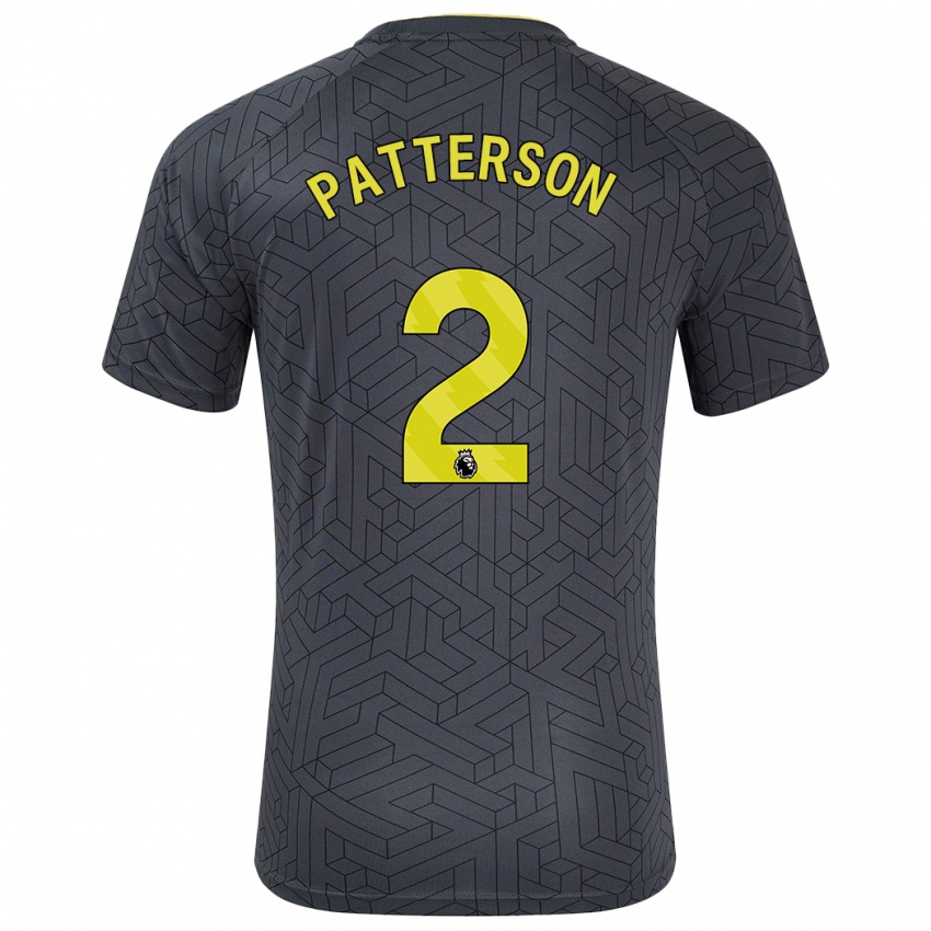 Børn Nathan Patterson #2 Sort Gul Udebane Spillertrøjer 2024/25 Trøje T-Shirt