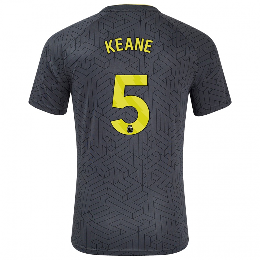 Børn Michael Keane #5 Sort Gul Udebane Spillertrøjer 2024/25 Trøje T-Shirt