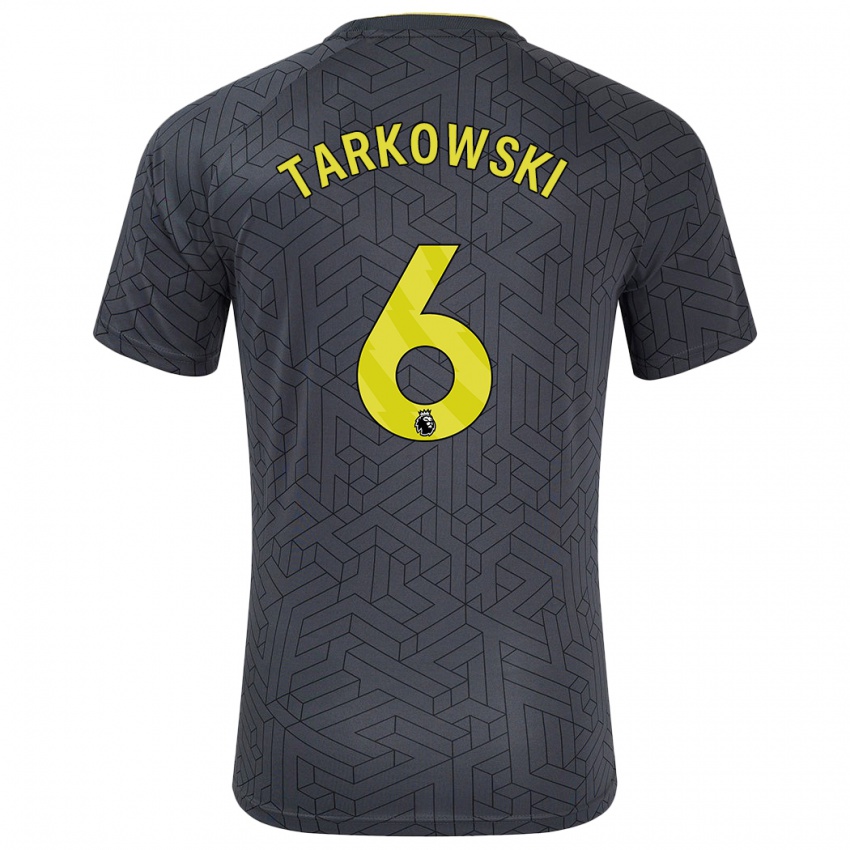 Børn James Tarkowski #6 Sort Gul Udebane Spillertrøjer 2024/25 Trøje T-Shirt