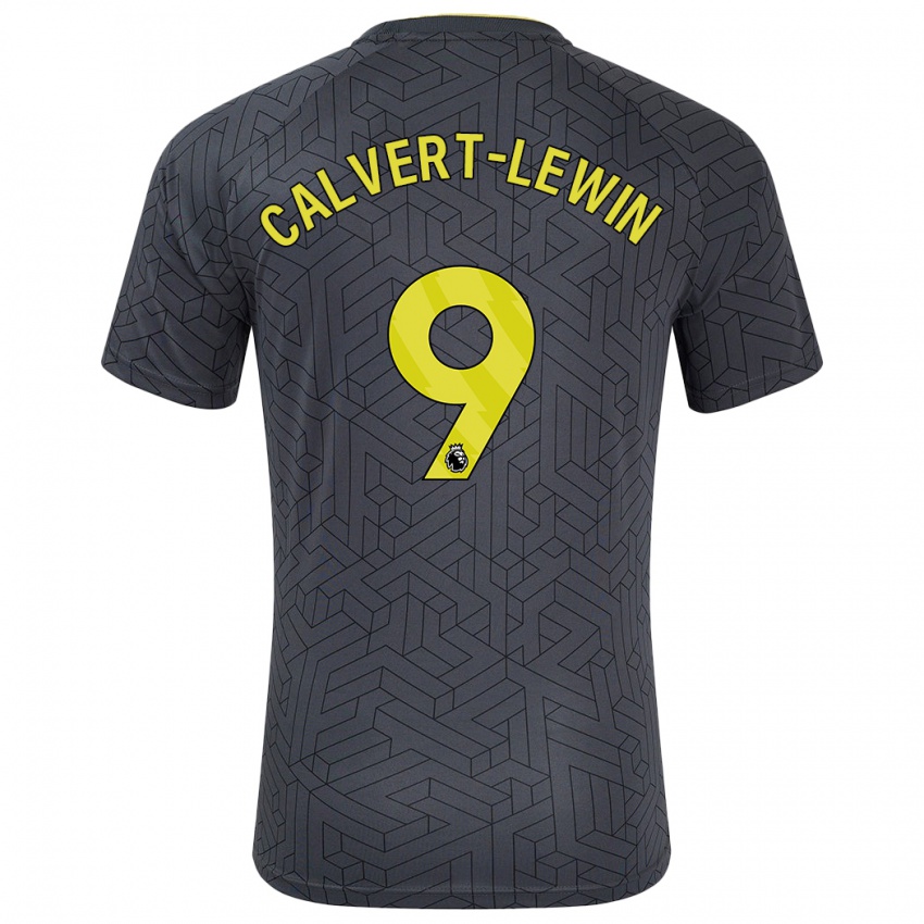 Børn Dominic Calvert-Lewin #9 Sort Gul Udebane Spillertrøjer 2024/25 Trøje T-Shirt