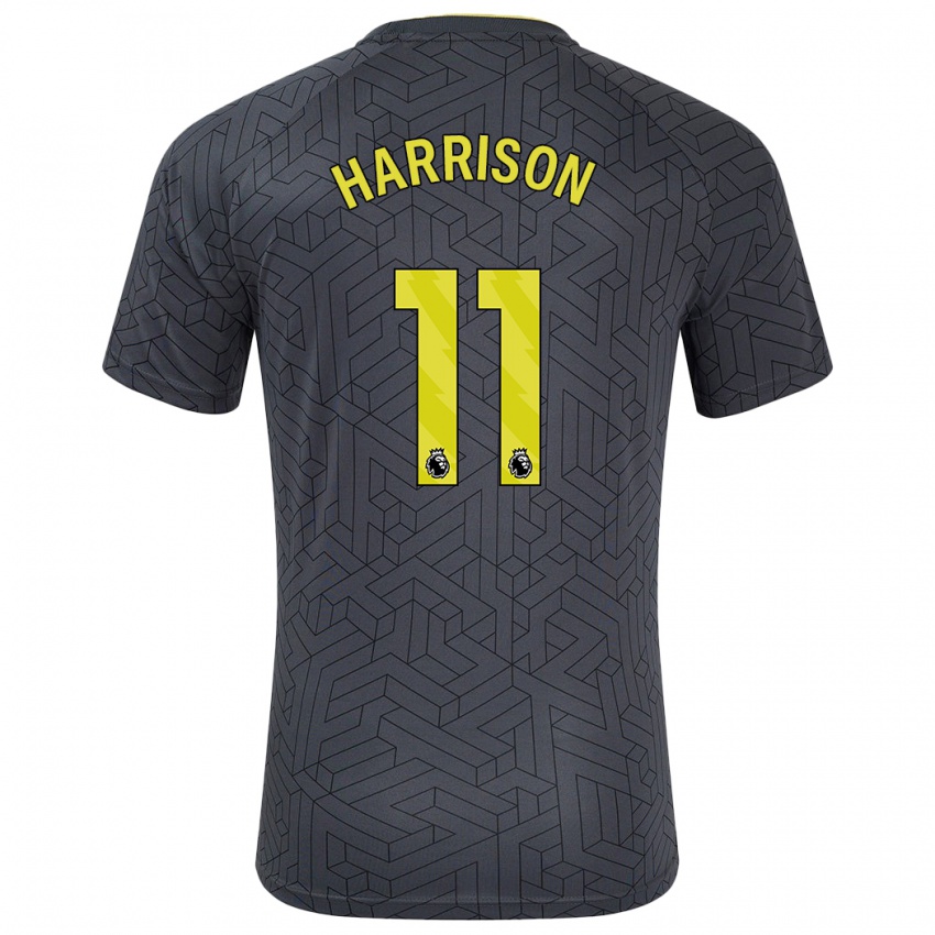 Børn Jack Harrison #11 Sort Gul Udebane Spillertrøjer 2024/25 Trøje T-Shirt